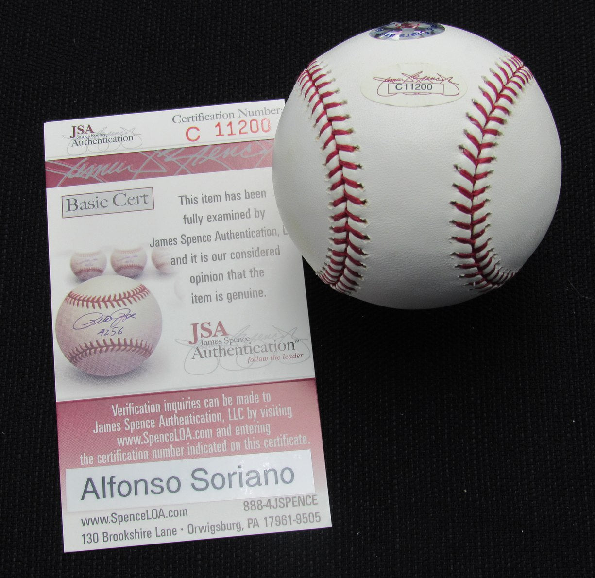 Alfonso Soriano Signed/Auto Yankees 100th OML Baseball JSA 186932