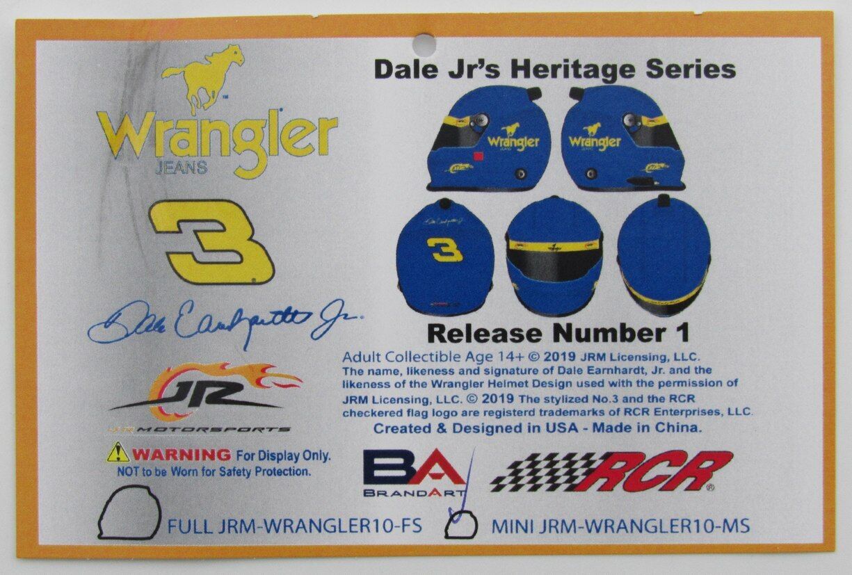 Dale Earnhardt Jr. Signed NASCAR Wrangler #3 Mini Racing Helmet JSA 158201