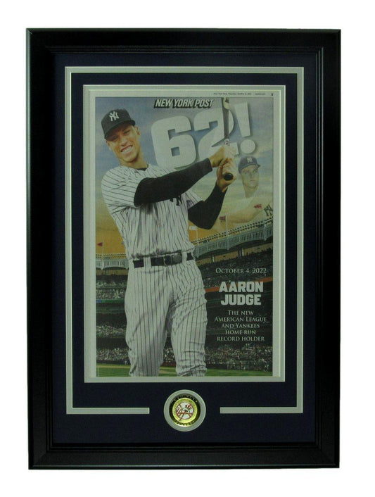 Aaron Judge October 6, 2022 New York Post Newspaper 62nd Home Run Framed