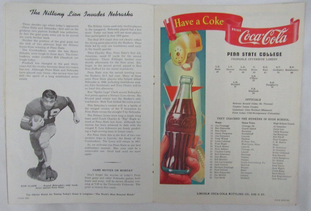 1950 Penn State Nittany Lions vs. Nebraska College Football Program 137611