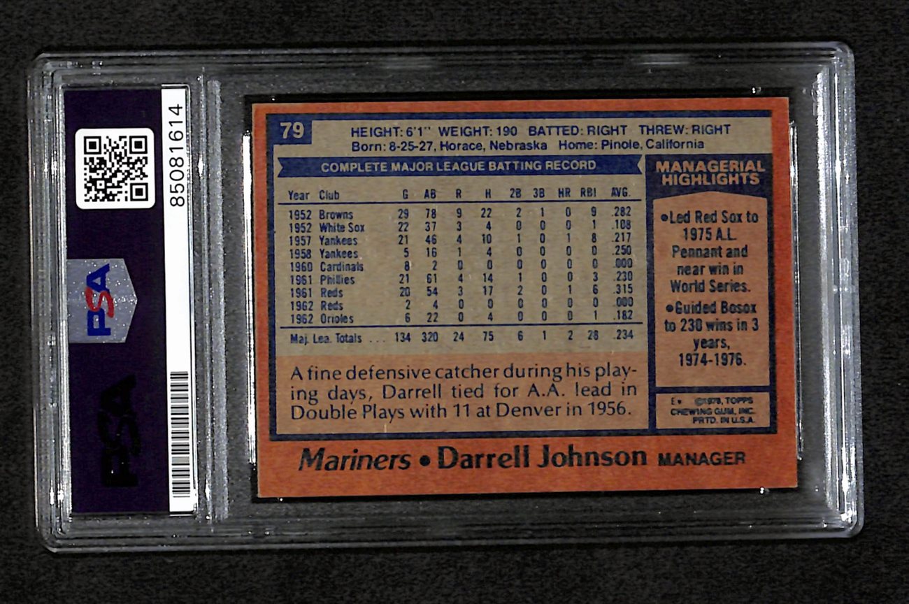 Darrell Johnson Signed 1978 Topps Card #79 Seattle Mariners PSA/DNA 184567