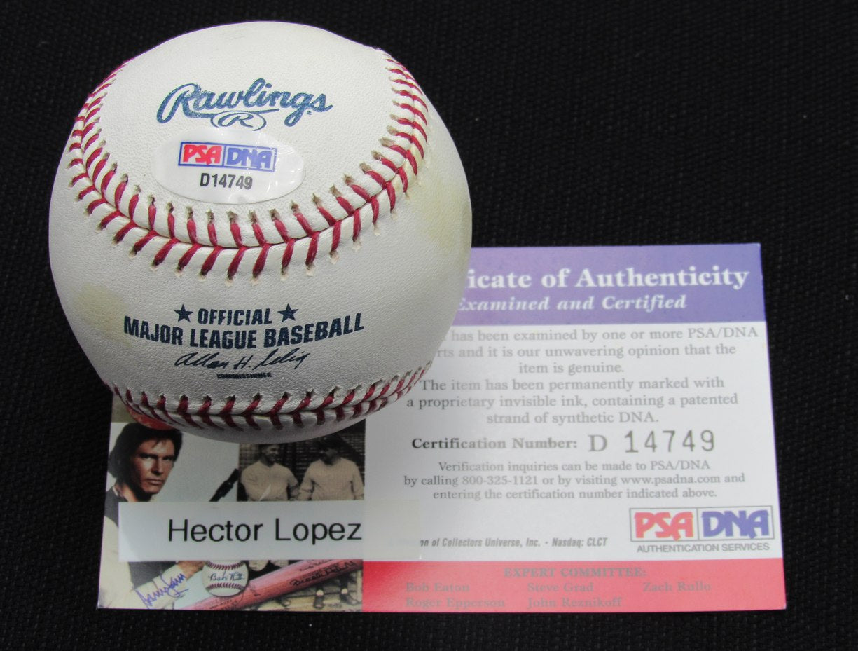 Hector Lopez Signed/Auto Yankees 100th OML Baseball PSA/DNA 186983