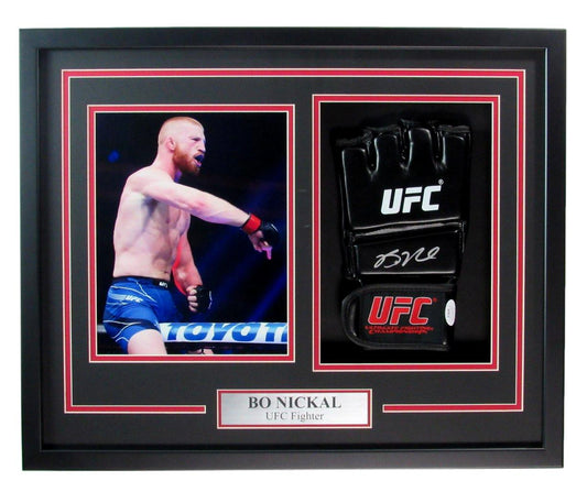 Bo Nickal Autographed UFC Fight Glove Penn State Framed JSA 183646