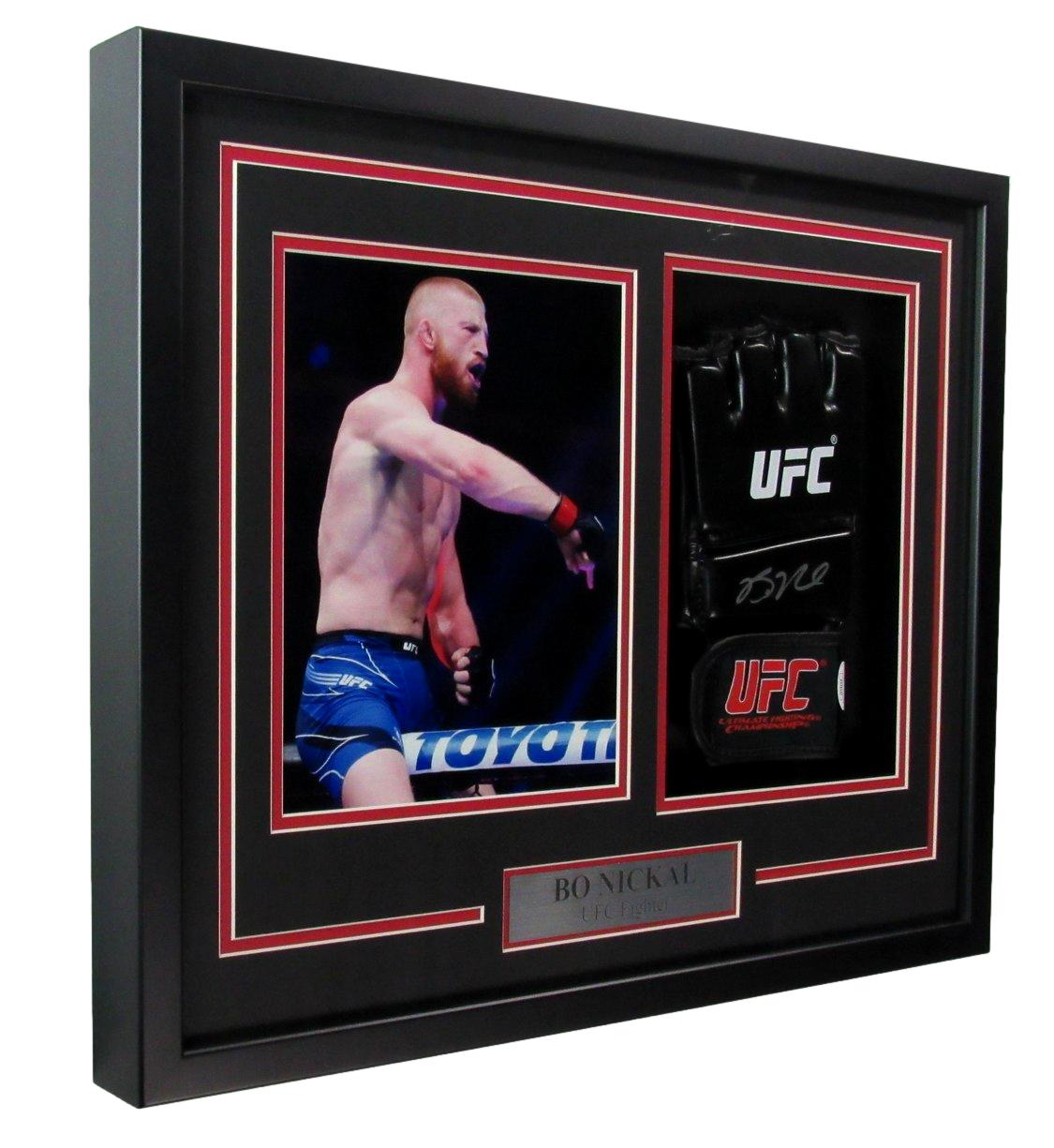 Bo Nickal Autographed UFC Fight Glove Penn State Framed JSA 183646
