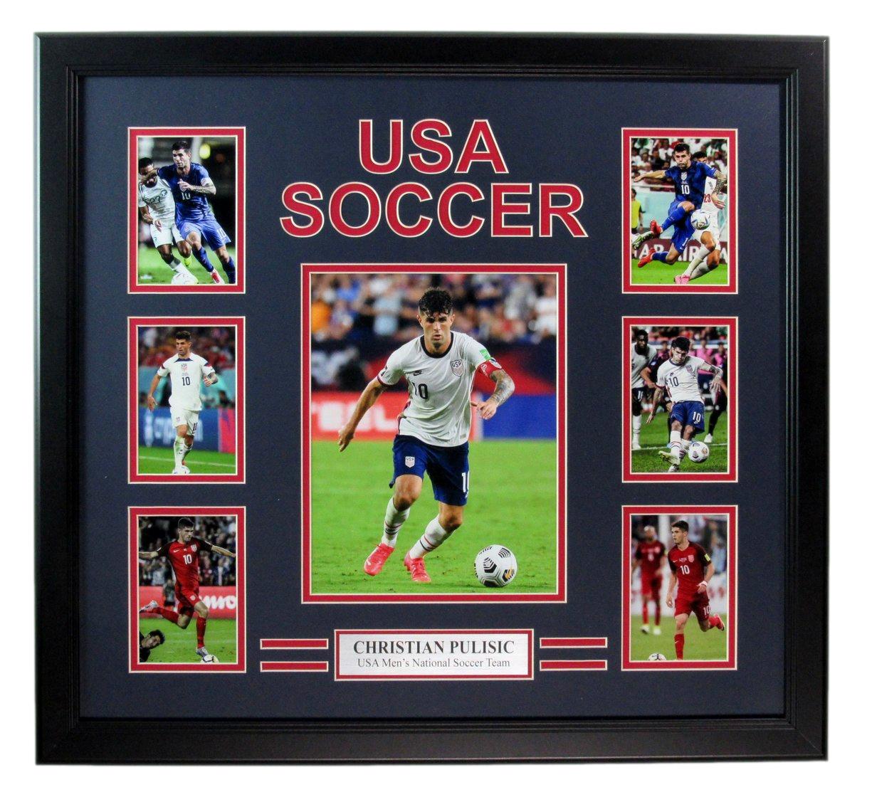 Christian Pulisic UNSIGNED Photo Collage USA Men's Soccer Team Framed 181883