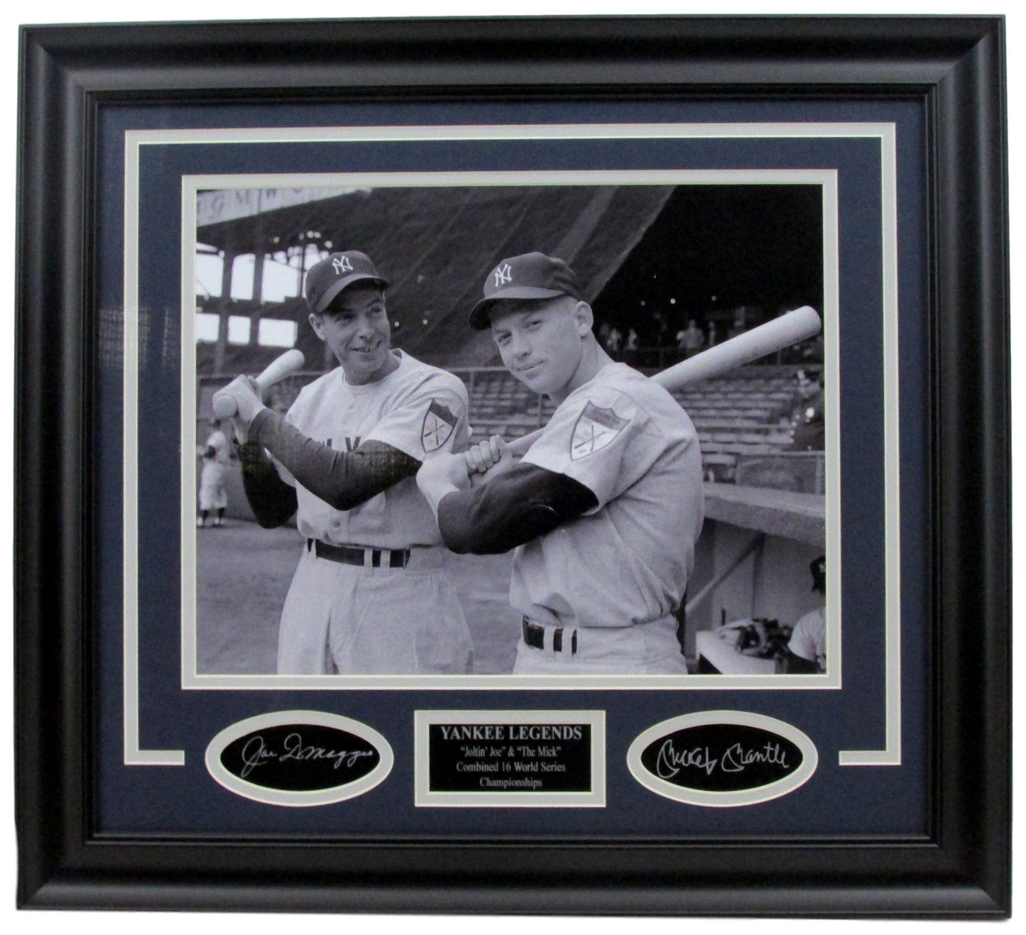 Mickey Mantle/ Joe DiMaggio "Yankee Legends" Unsigned Photo w/Laser Engraved Autographs