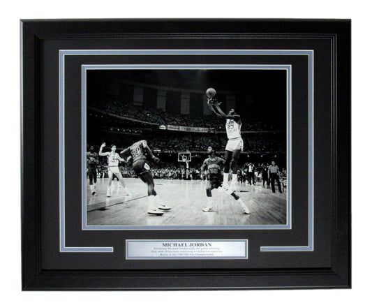 Michael Jordan 1982 THE SHOT  Unsigned 11x14 Photo UNC North Carolina Framed