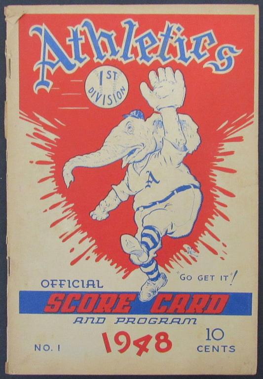 1948 Philadelphia Athletics vs New York Yankees Score Card Program Unscored  178270