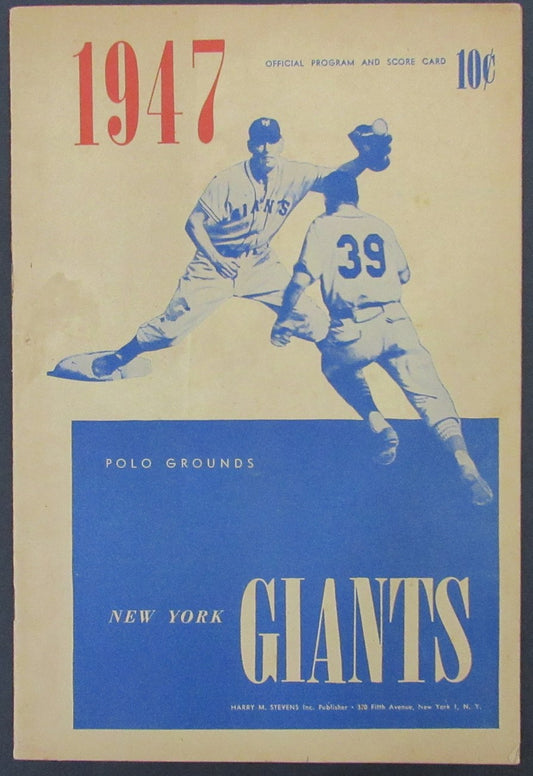 1947 NY Giants vs Brooklyn Dodgers Score Card Program Jackie Robinson 178271