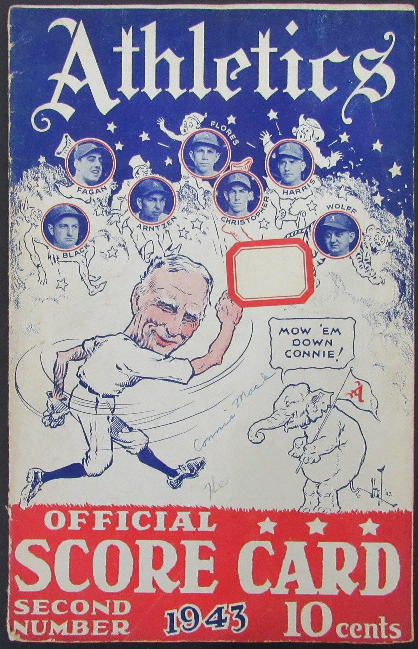 1943 Philadelphia Athletics vs Washington Senators Score Card Program 178277