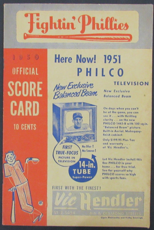 1950 Philadelphia Phillies Brooklyn Dodgers Program Score Card Robinson 178283