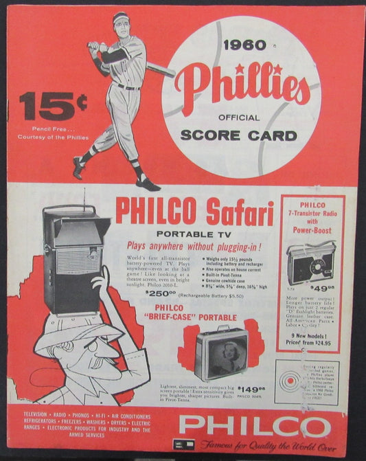 Vintage 1960 Philadelphia Phillies vs. Milwaukee Braves Score Card 178289