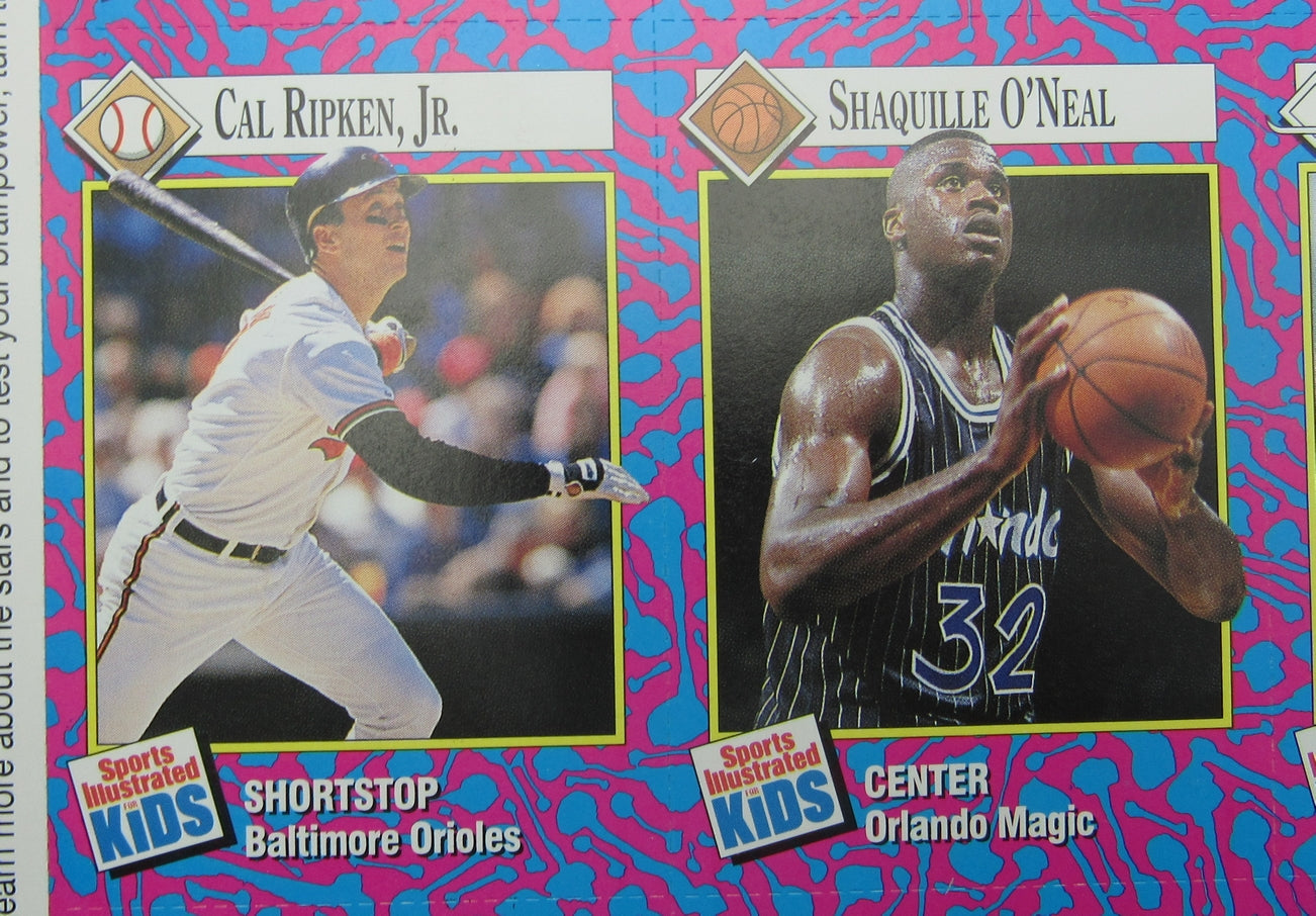 March 1993 Sports Illustrated for Kids Shaquille O'Neal Uncut Card Sheet 159391