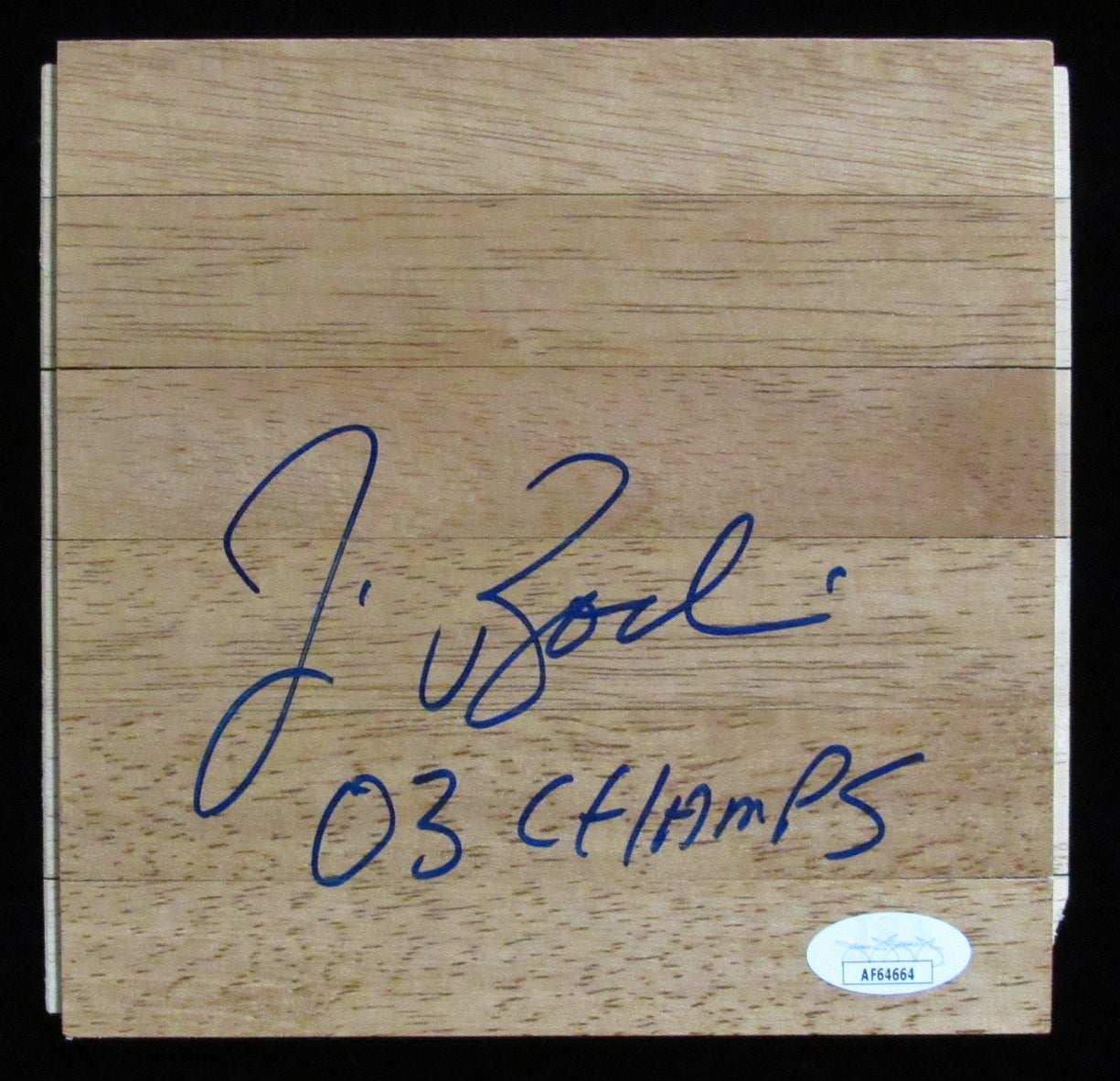 Jim Boeheim Autographed/Inscr 6x6 Floorboard Piece Syracuse Basketball JSA