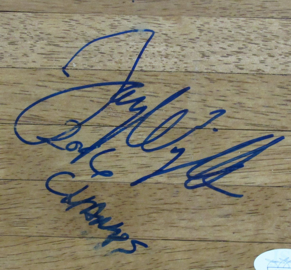 Jay Wright Autographed/Inscr 6x6 Floorboard Piece Villanova Basketball JSA