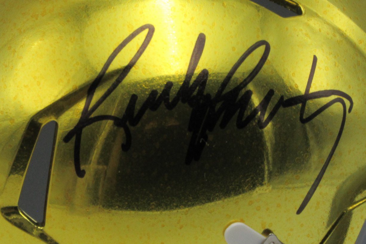 Rudy Ruettiger Autographed Hydrofx Mini Football Helmet Notre Dame JSA