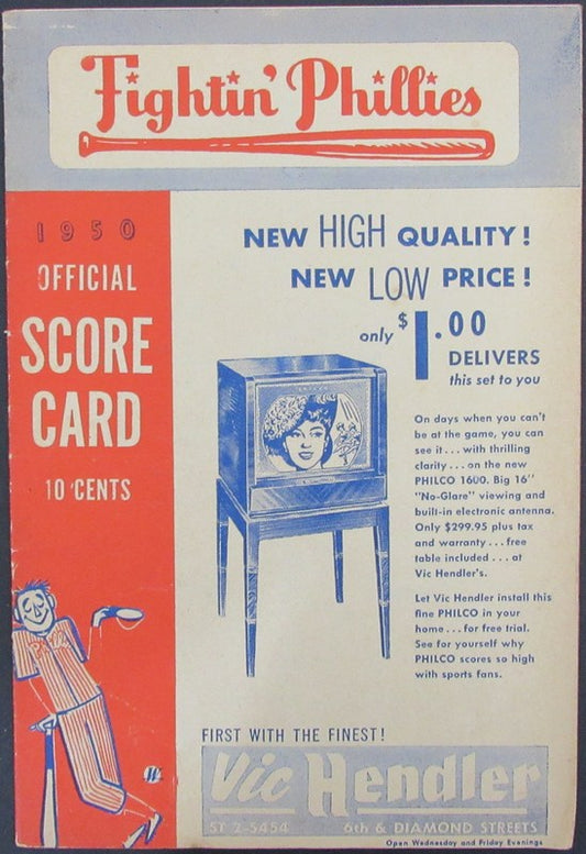 1950 Philadelphia Phillies vs St. Louis Cardinals Program Score Card 178285