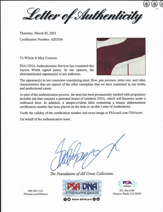 Jayson Werth Signed Game Used 2008 Jersey Philadelphia Phillies PSA/DNA 179920