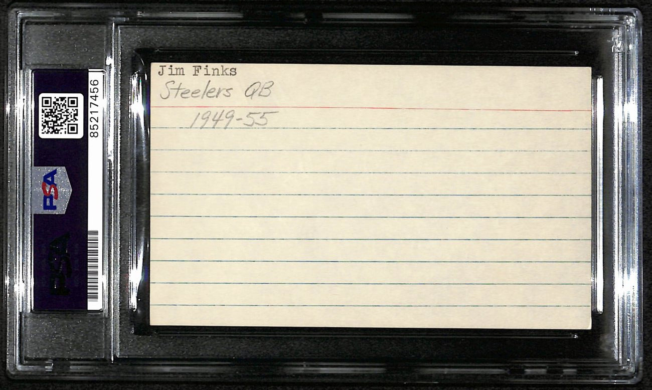 Jim Finks HOF Autographed/Signed 3x5 Index Card Vikings Steelers PSA/DNA 188501