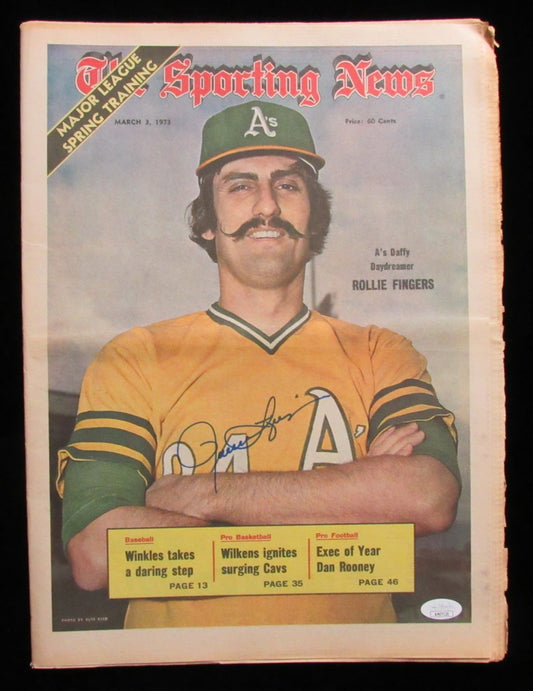 Rollie Fingers HOF Autographed 1961 Sporting News Full Newspaper A's JSA 182575