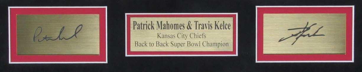 Patrick Mahomes and Travis Kelce Collage w/Laser Engraved Autograph Framed 188521