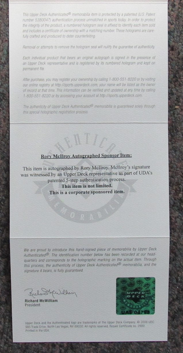 Rory McIlory Signed/Auto 2012 PGA Championship Pin Flag Framed UDA 189341