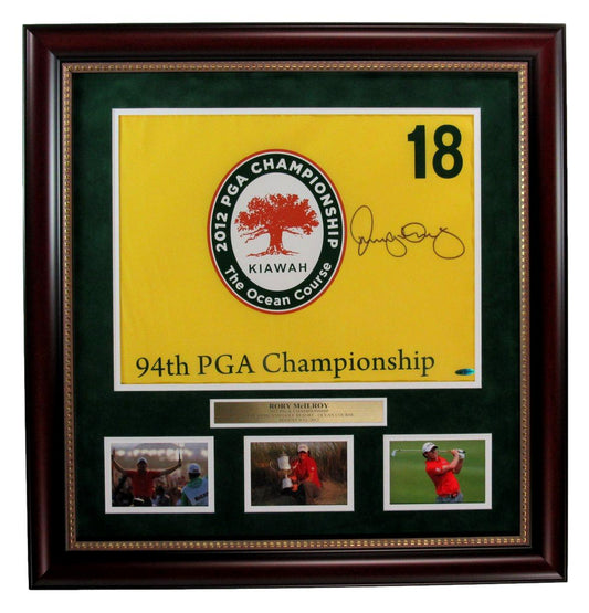 Rory McIlory Signed/Auto 2012 PGA Championship Pin Flag Framed UDA 189341