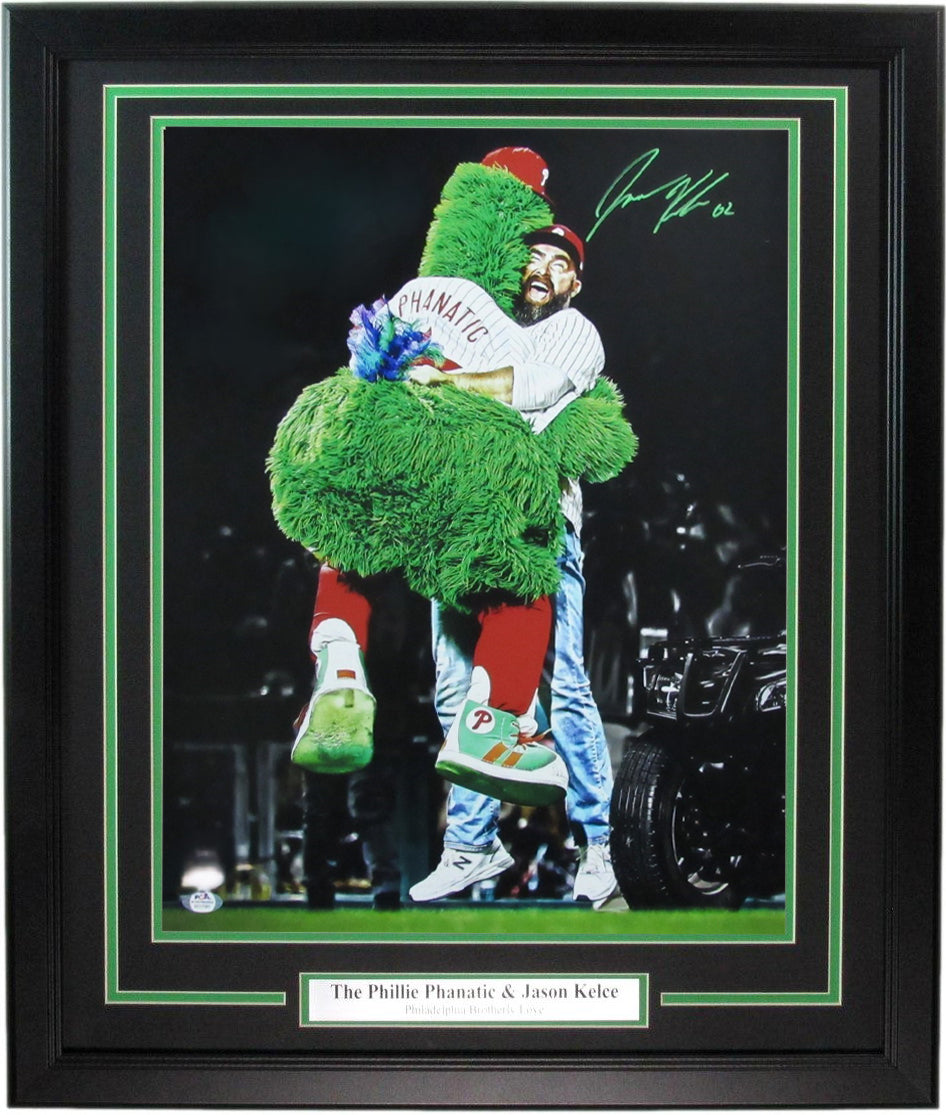 Jason Kelce Autographed 16x20 Photo Framed Witness PSA/DNA 7723