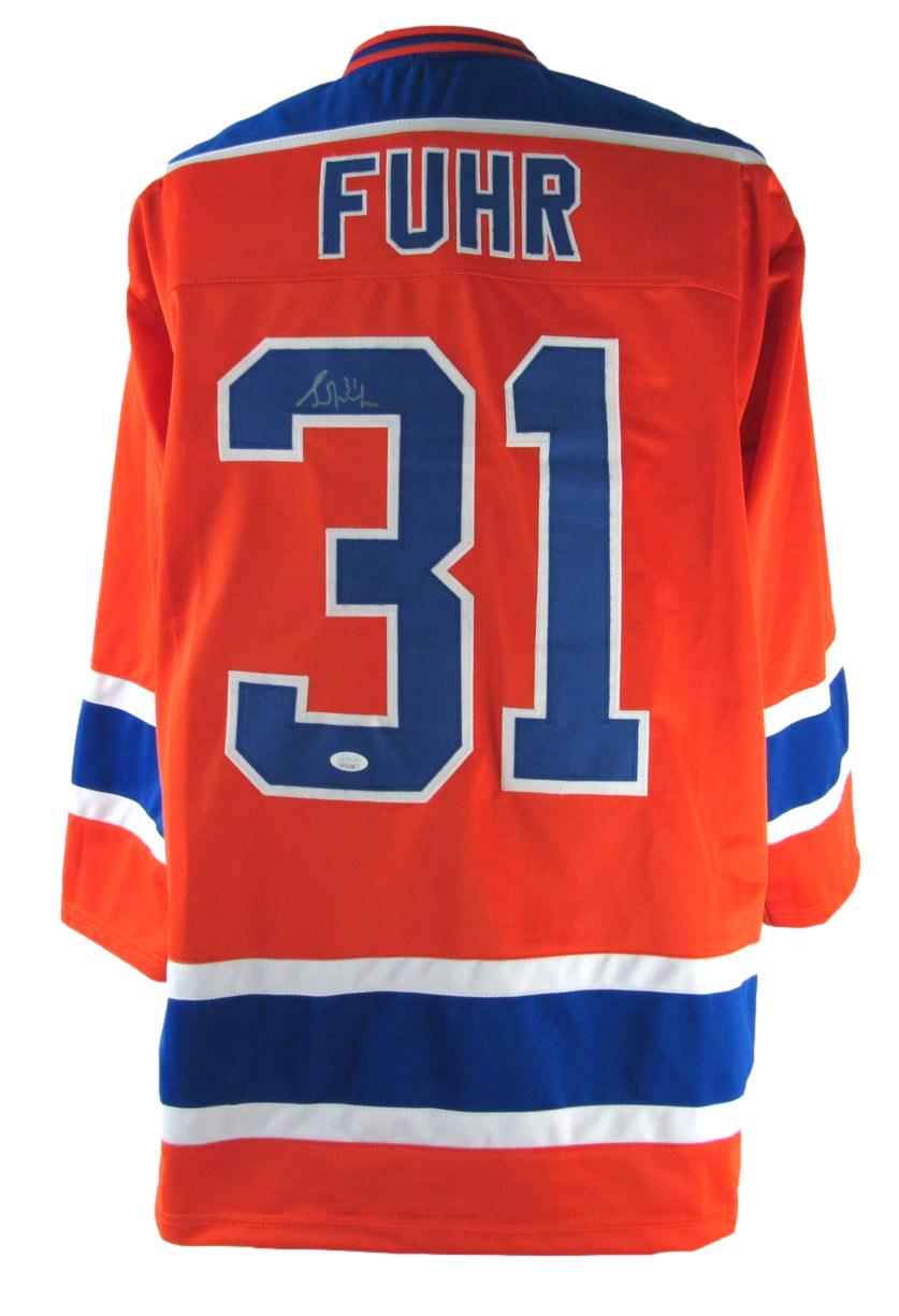 Grant Fuhr HOF Signed/Autographed Oilers Red Custom Hockey Jersey JSA 161104