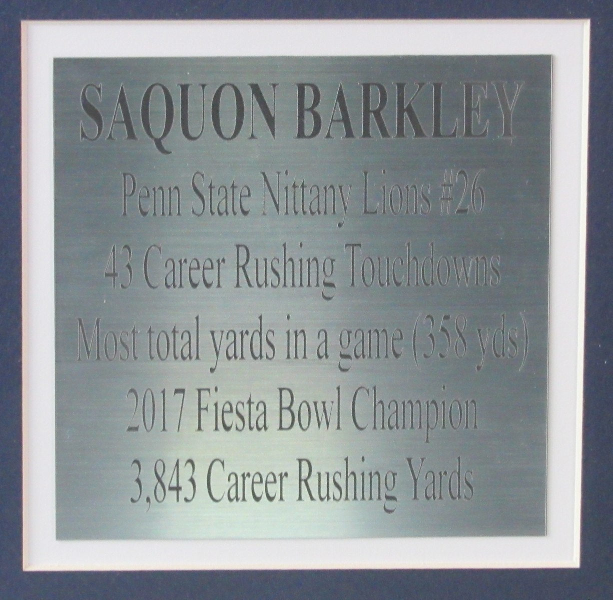 Saquon Barkley Signed/Auto Navy Football Jersey Penn State Framed PSA/DNA 191736