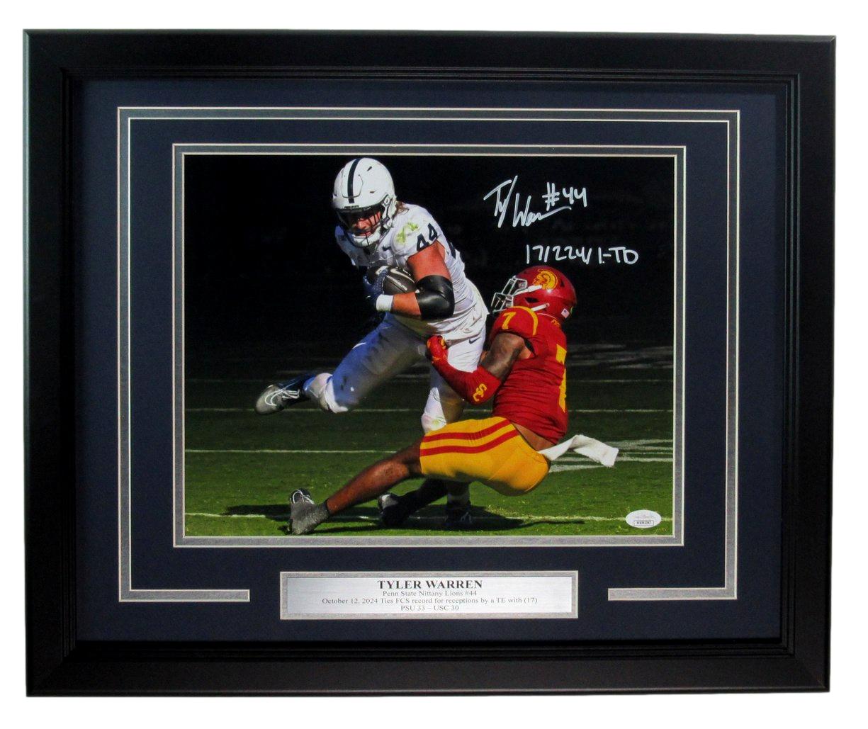 Tyler Warren Signed/Inscribed 11x14 Photo Penn State vs. USC Framed JSA 192127