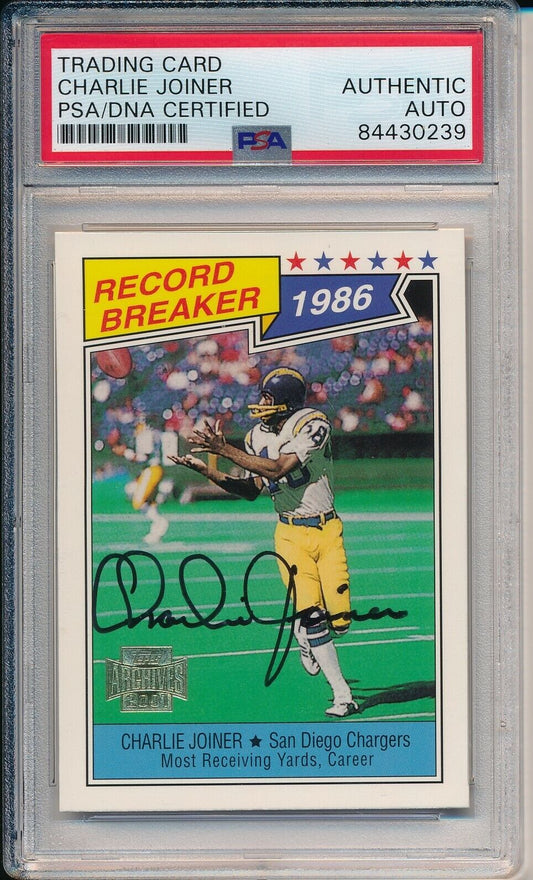Charlie Joiner HOF Chargers Signed/Autographed 2001 TOPPS Card #4 PSA/DNA 164530