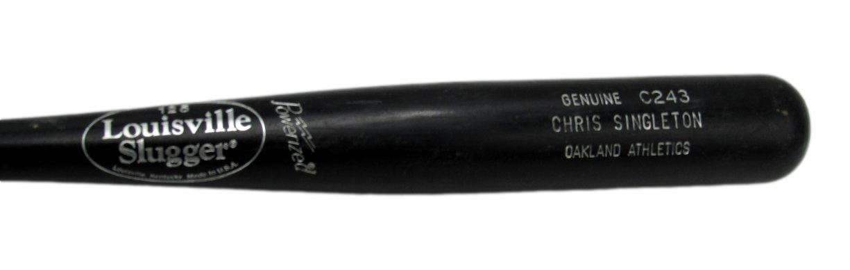Chris Singleton Unsigned Louisville Slugger Game Used Cracked Baseball Bat A's