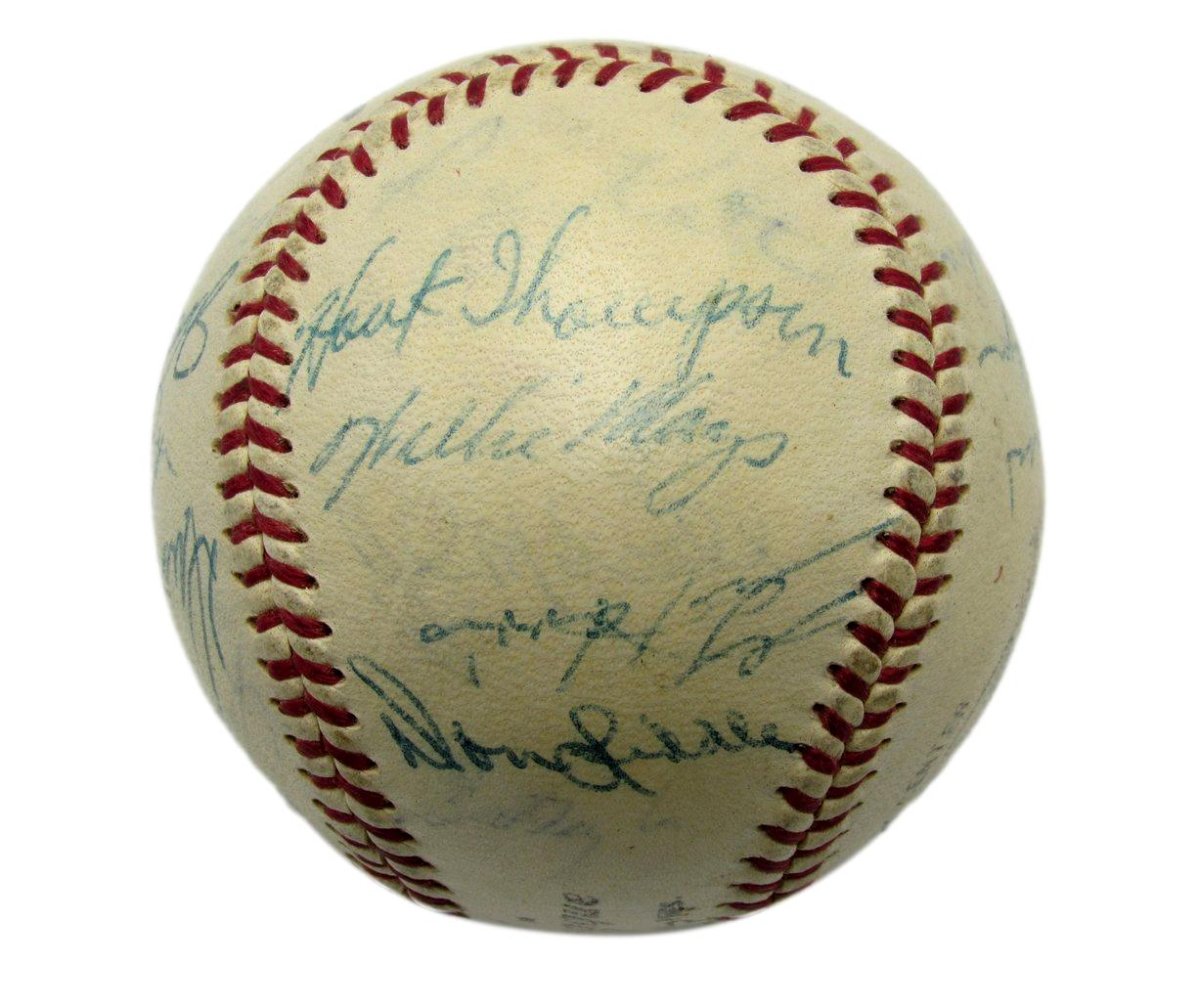 1955 Giants ONL Team Signed Baseball (22) Willie Mays Wilhelm HOFers JSA 192211