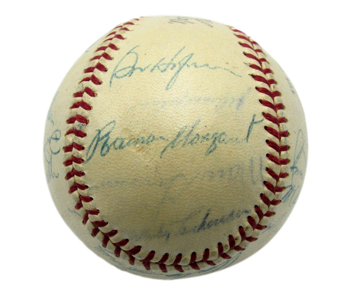 1955 Giants ONL Team Signed Baseball (22) Willie Mays Wilhelm HOFers JSA 192211