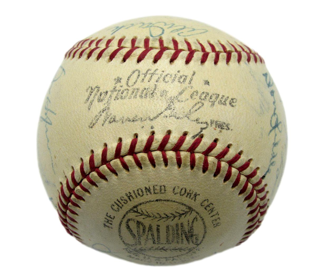 1955 Giants ONL Team Signed Baseball (22) Willie Mays Wilhelm HOFers JSA 192211