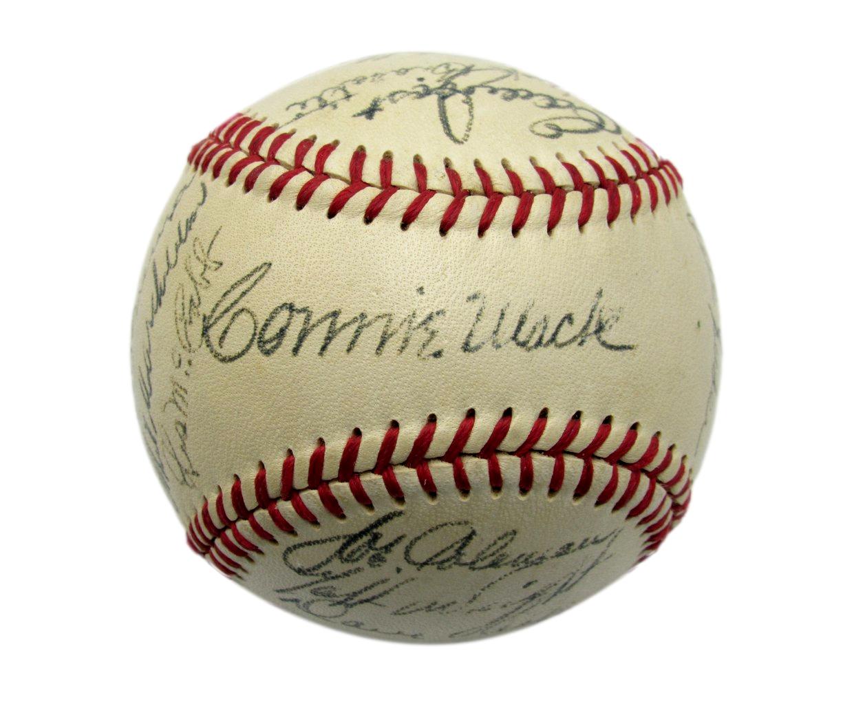 1930s to 50s Philadelphia A's Signed by 23 Baseball Simmons Mack Fox HOF 192215