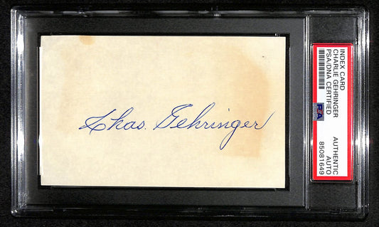 Charlie Gehringer HOF Signed 3x5 Index Card Detroit Tigers PSA/DNA 184230