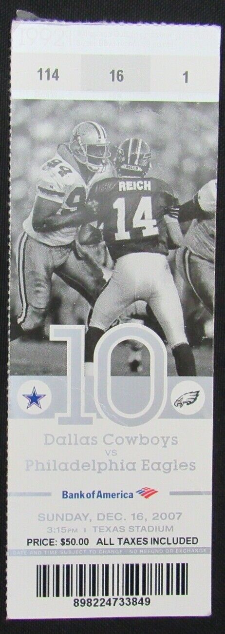 2002 Philadelphia Eagles vs. Dallas Cowboys Ticket Stub McNabb/Romo 150223