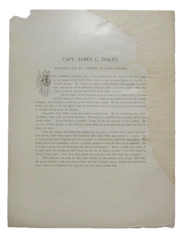 Capt. J.C. Dailey Boxer 1895 Boxing Gladiators 11x15 Supplement Poster.