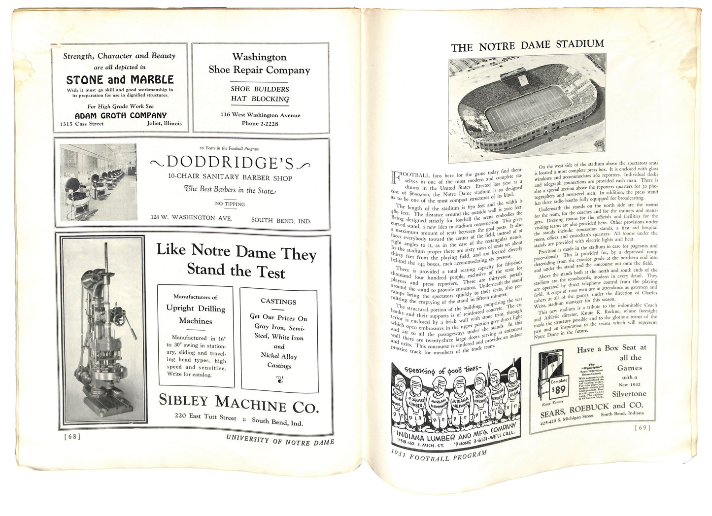 11/7/1931 Pennsylvania vs. Notre Dame Program 185777