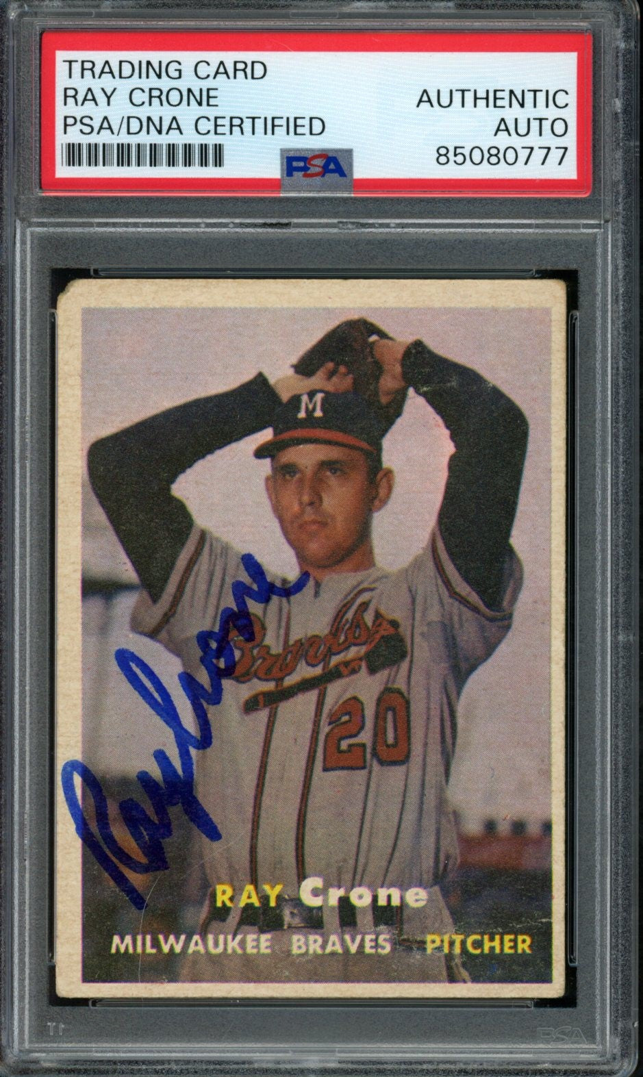 Ray Crone Signed 1957 Topps Card #68 New York Giants PSA/DNA 184144