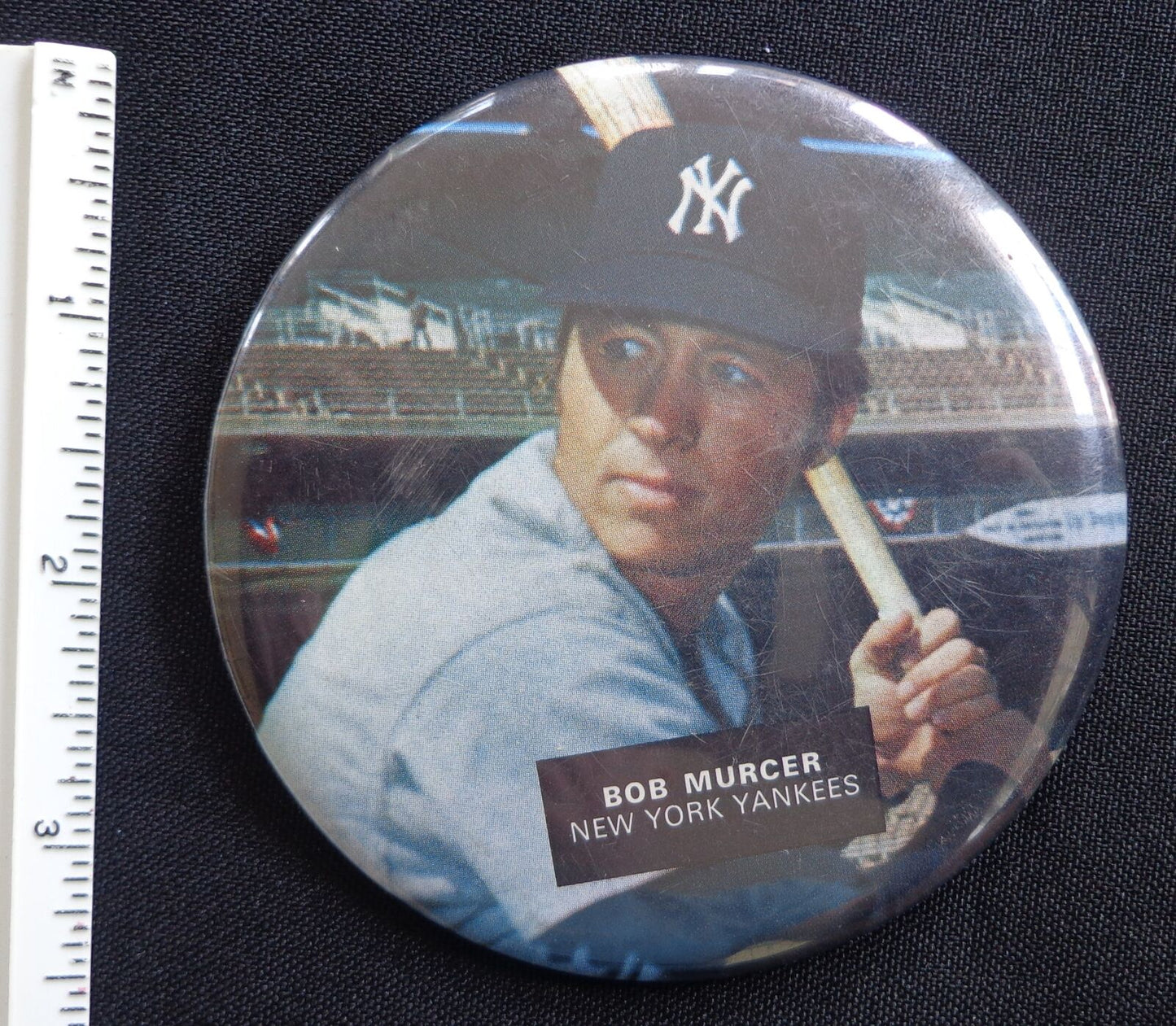 Vintage 1972 Stadium Bobby Murcer New York Yankees 3.5 inch Button Pin