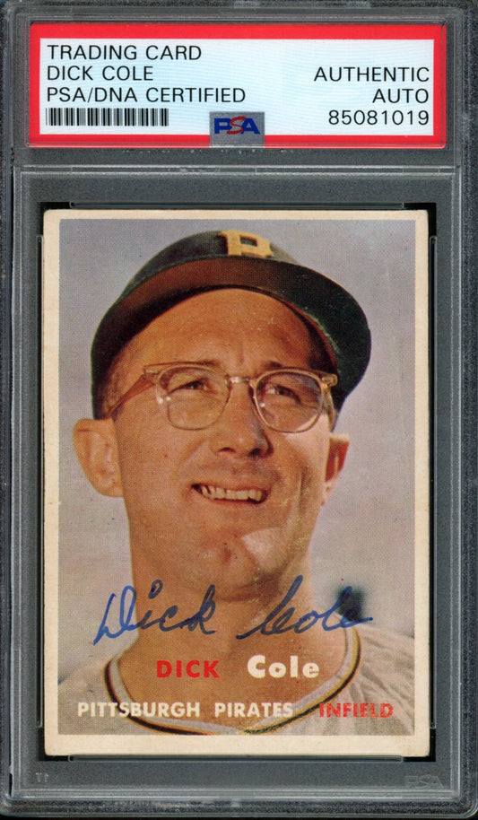 Dick Cole Signed 1957 Topps Card #234 Pittsburgh Pirates PSA/DNA 184195