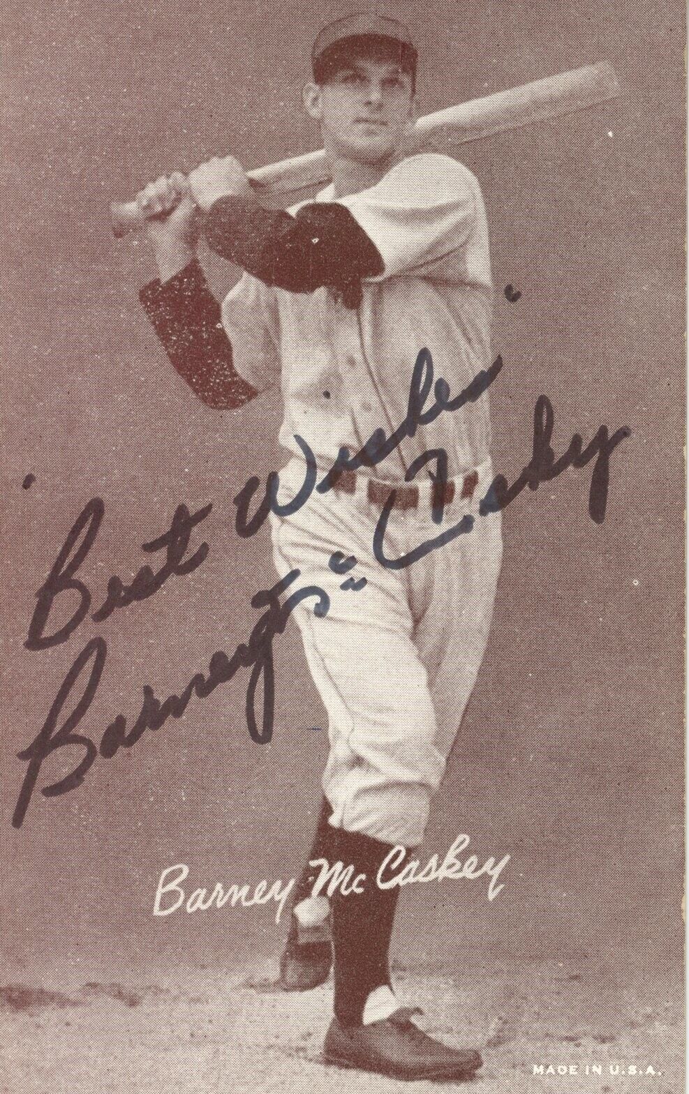 Barney McCoskey Athletics Signed/Autographed 1947-1966 Exhibit Postcard 166964