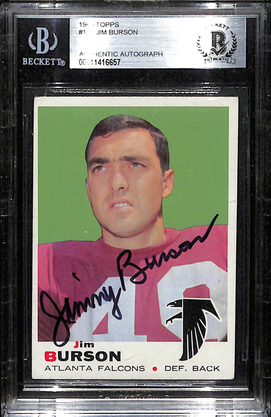Jim Burson Signed 1969 Topps Card #159 Atlanta Falcons BAS/Beckett 184905