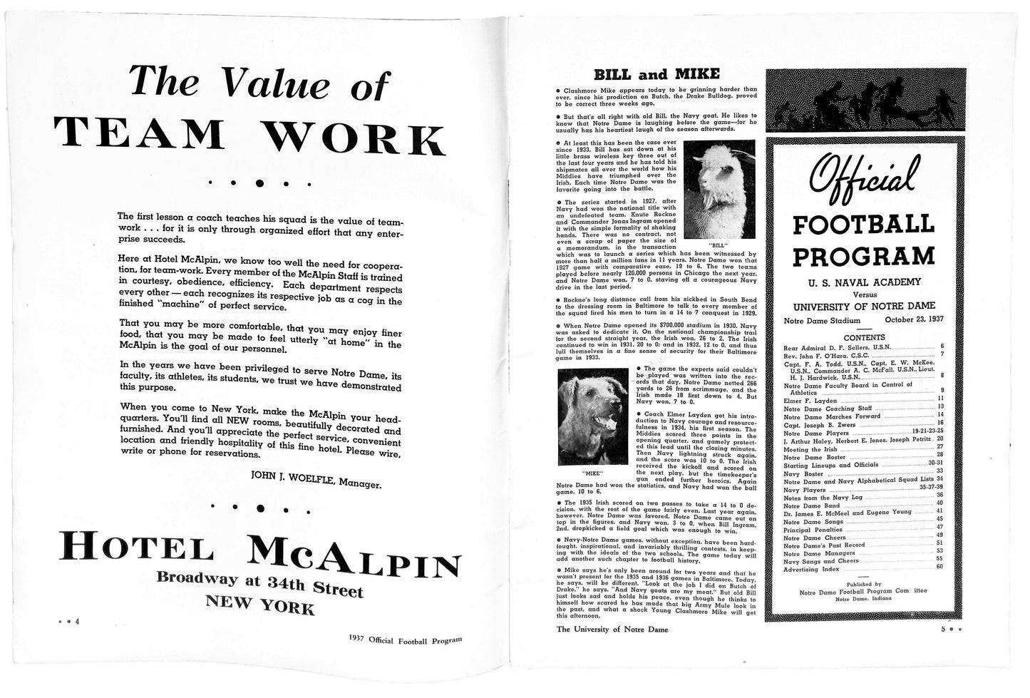 10/23/1937 Navy vs. Notre Dame College Program 185799