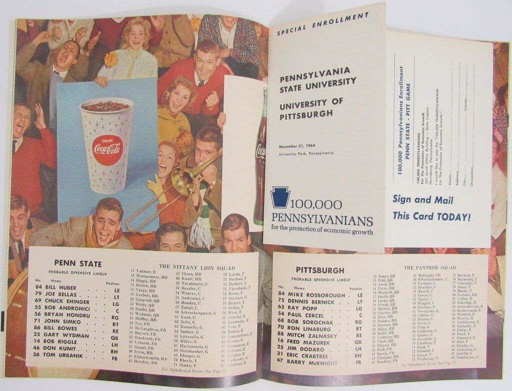 1964 Penn State Nittany Lions vs. Pitt Football Program 137836