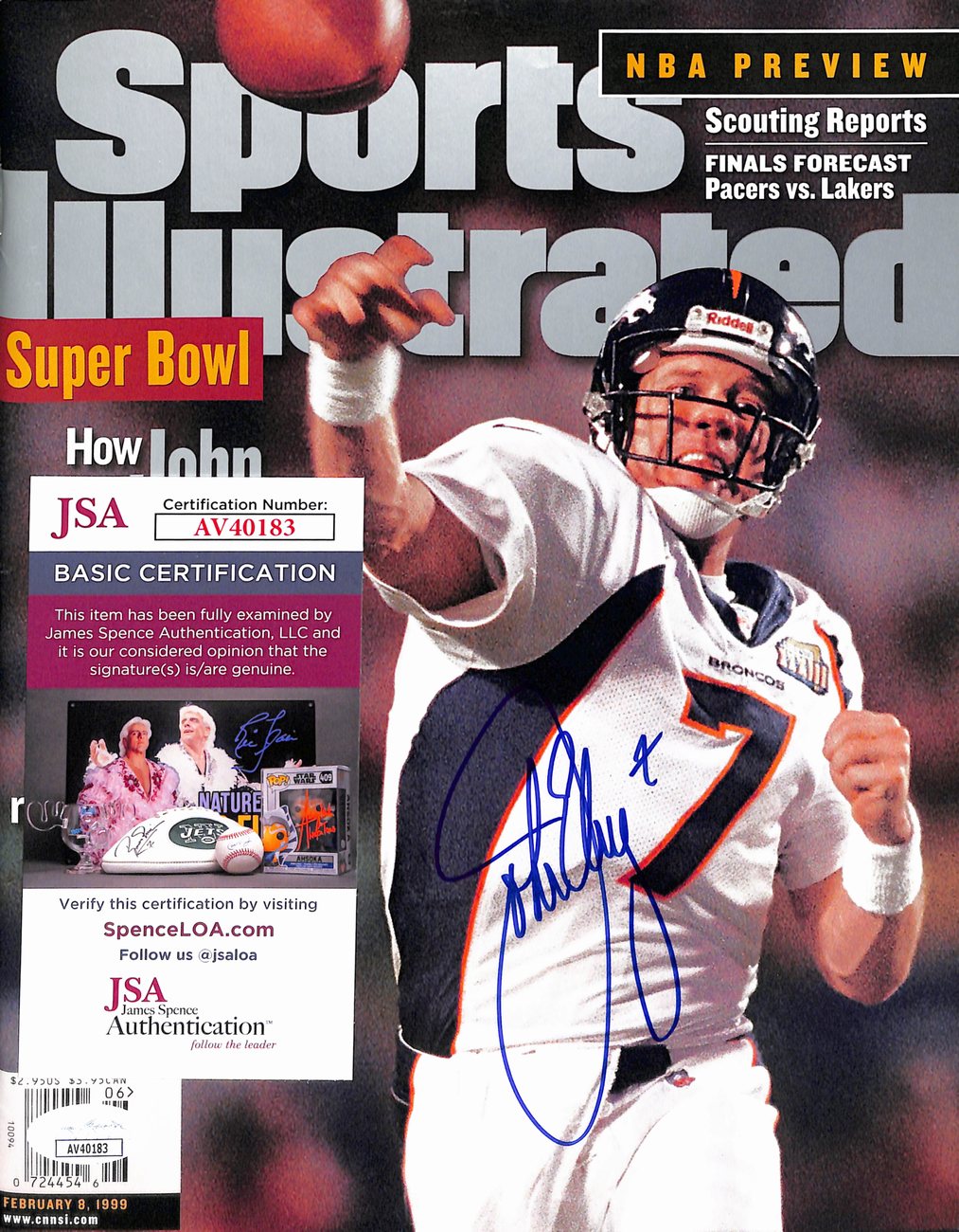 John Elway Signed 1999 Sports Illustrated Magazine NO LABEL Broncos JSA 190321