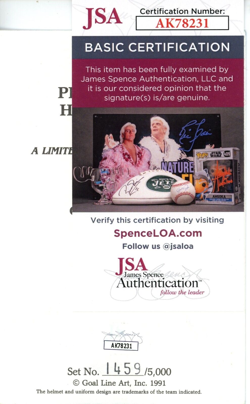 George Musso HOF Autographed Goal Line Art GLAC Postcard Bears JSA 180891